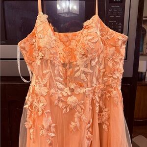 Joules Peach Floral Illusion Dress